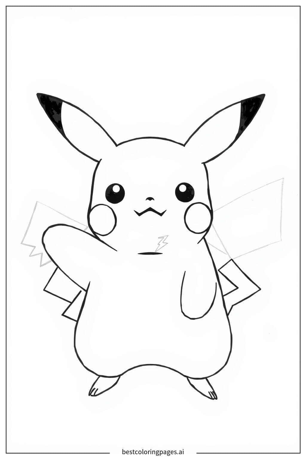 Gambar Mewarnai Pikachu dengan Petir Sederhana
