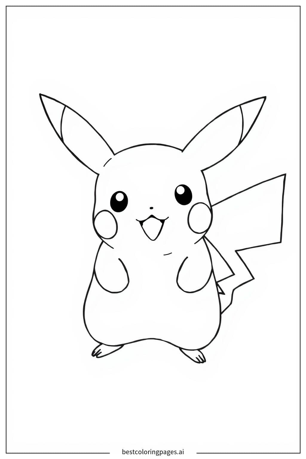 Gambar Mewarnai Pikachu dengan Senyuman Sederhana