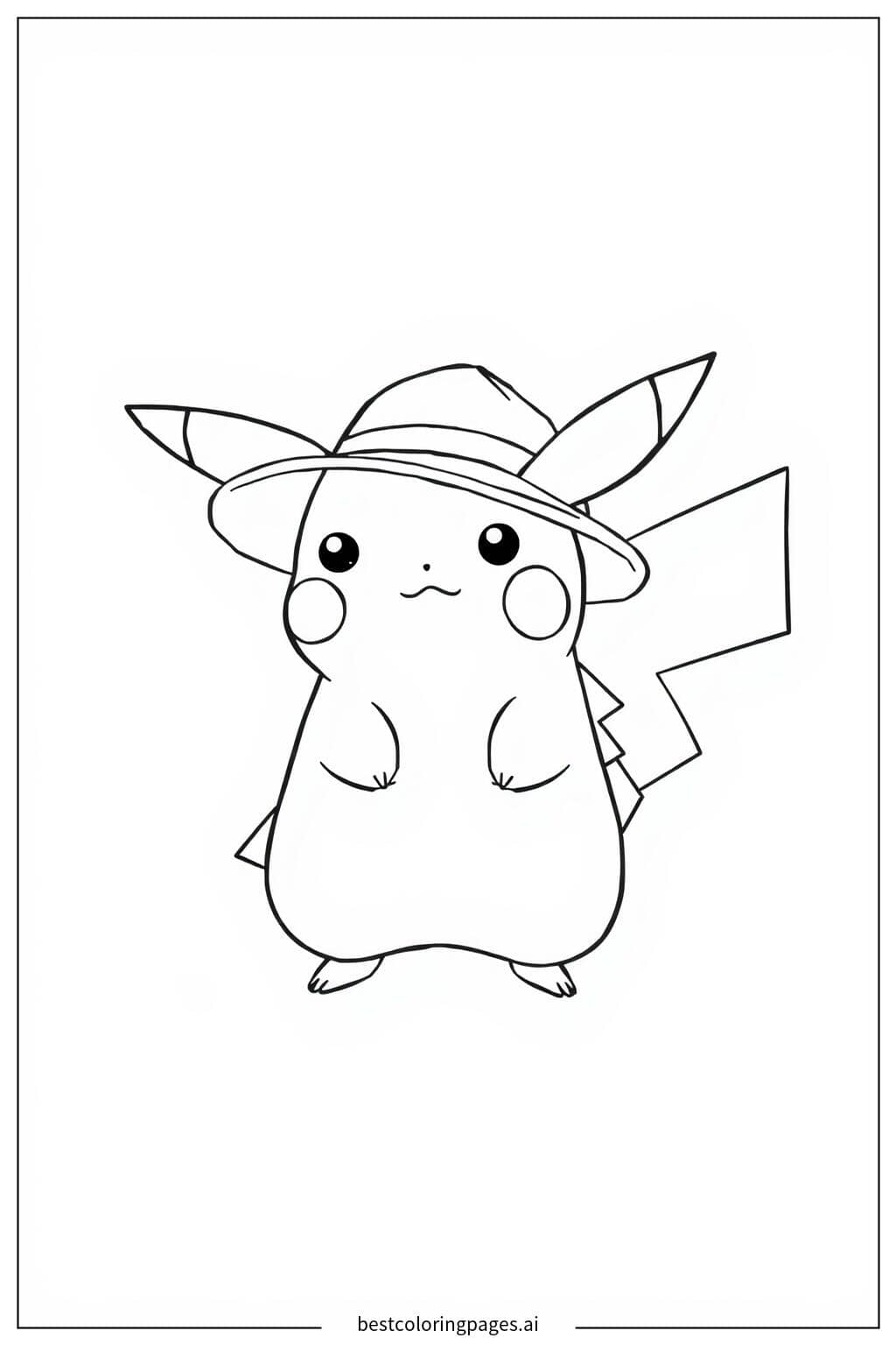 Gambar Mewarnai Pikachu dengan Topi Matahari
