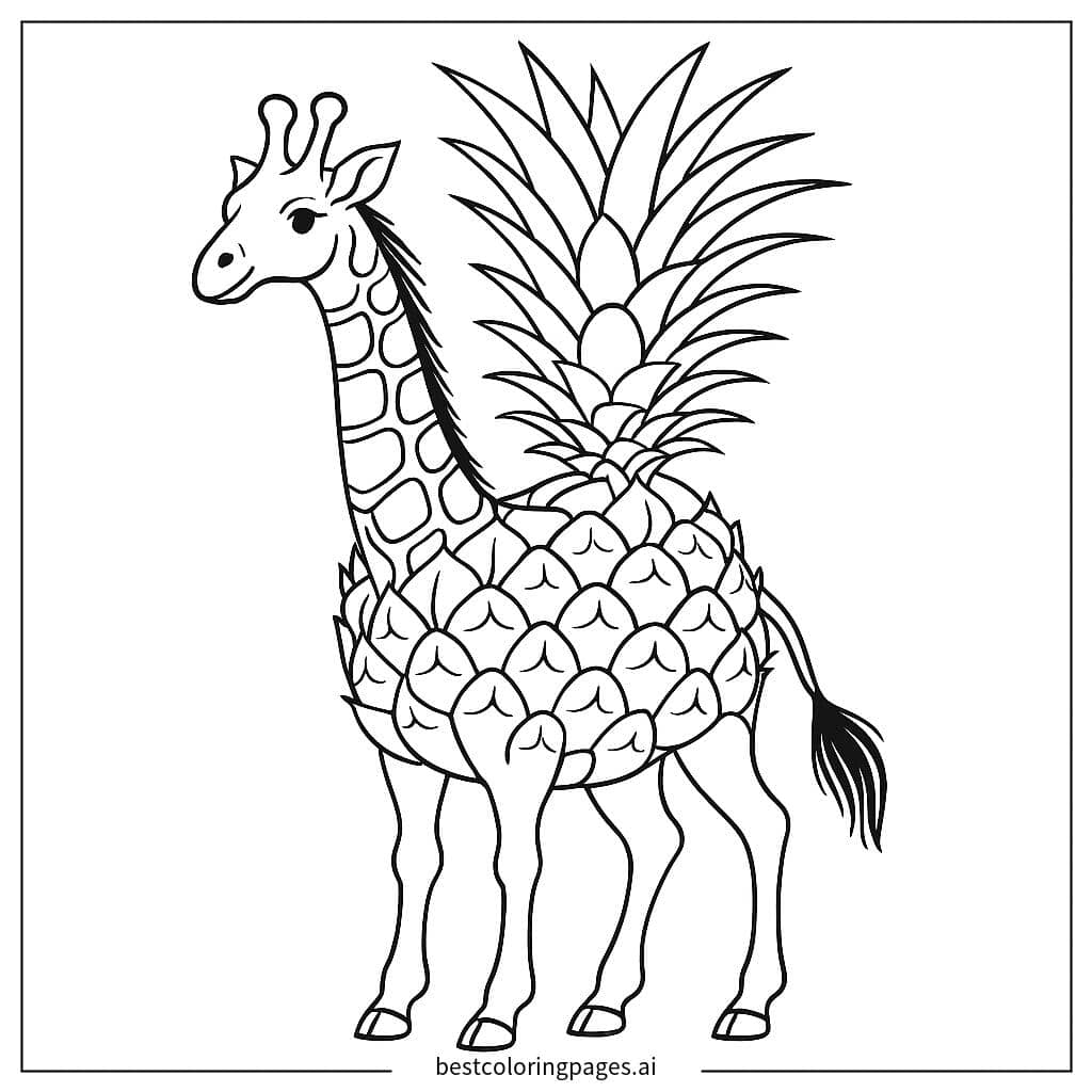 Disegni di Giraffa Ananas da Colorare