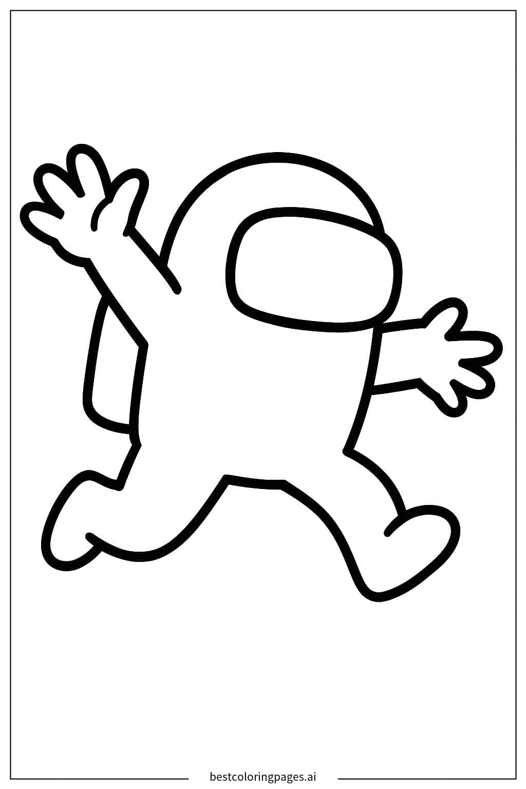 Pink Crewmate Jumping Coloring Page