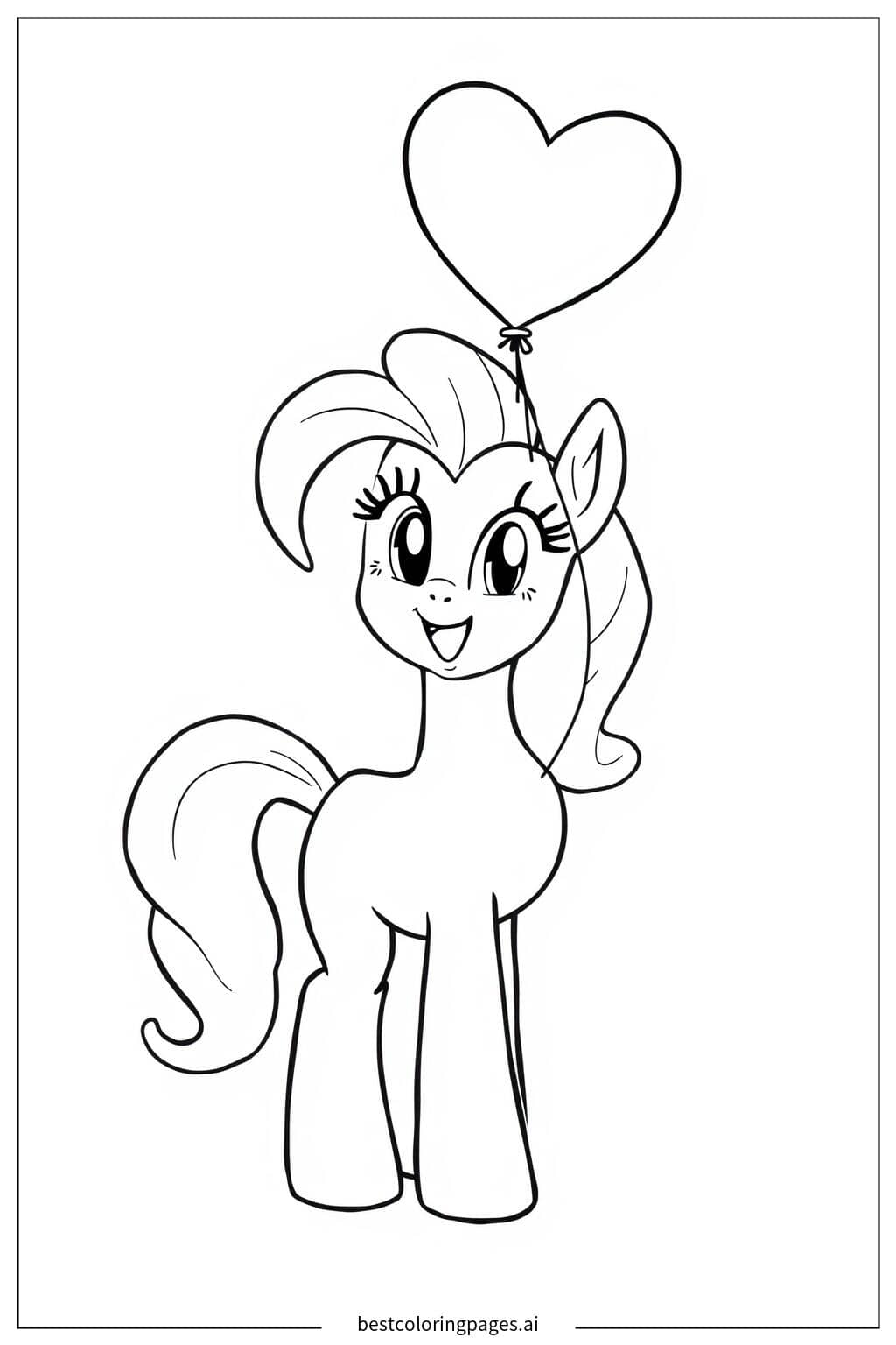Pinkie Pie with a Heart Balloon Coloring Page