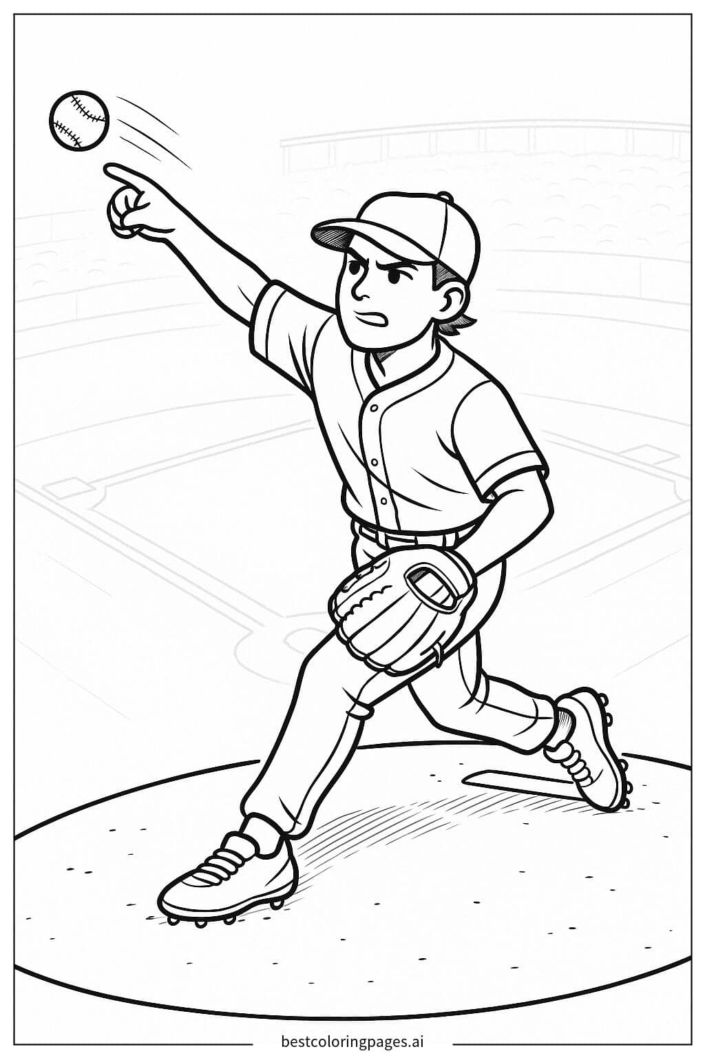 Desenhos de Arremessador lançando uma bola rápida para Colorir