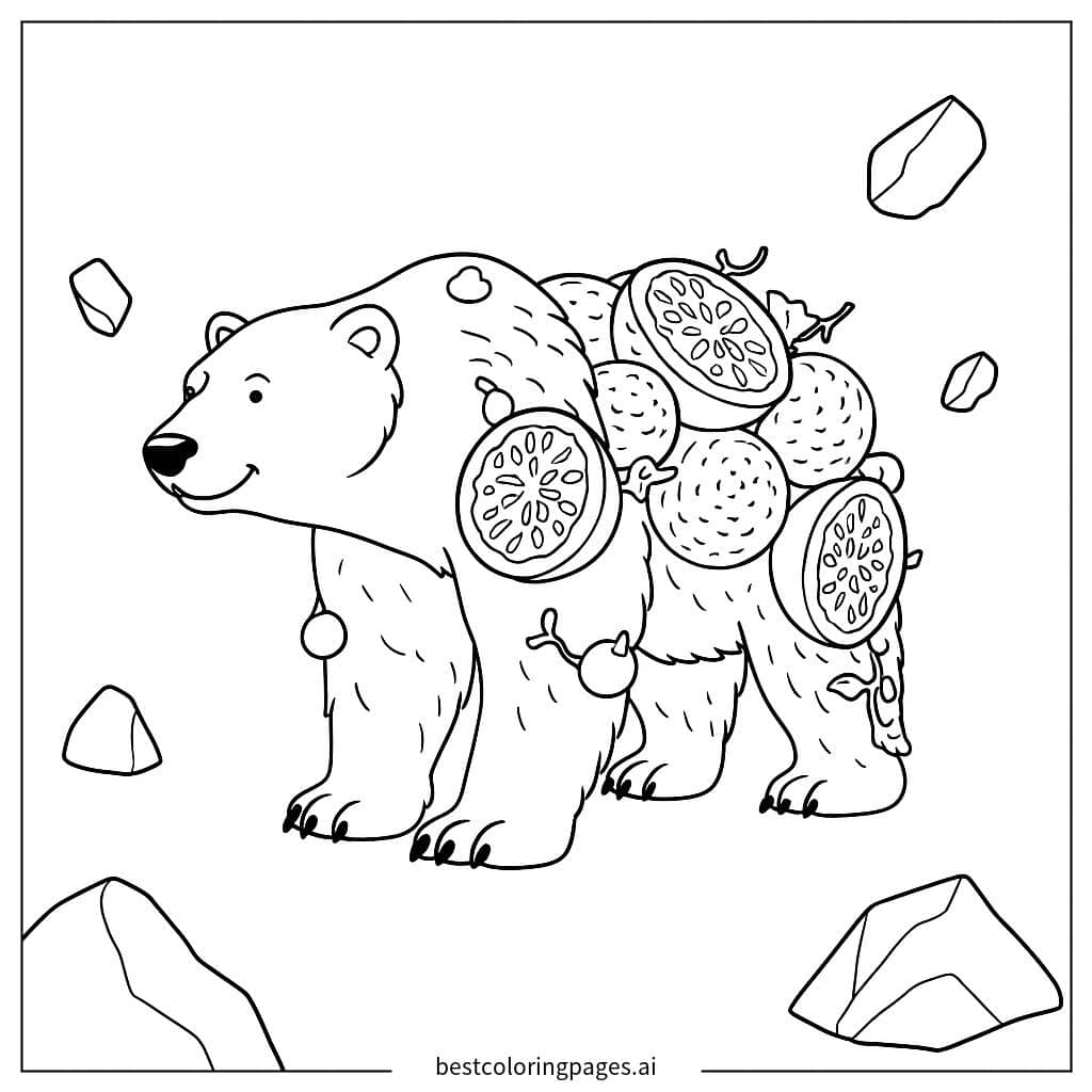Disegni di Orso Pizza tra le Montagne da Colorare