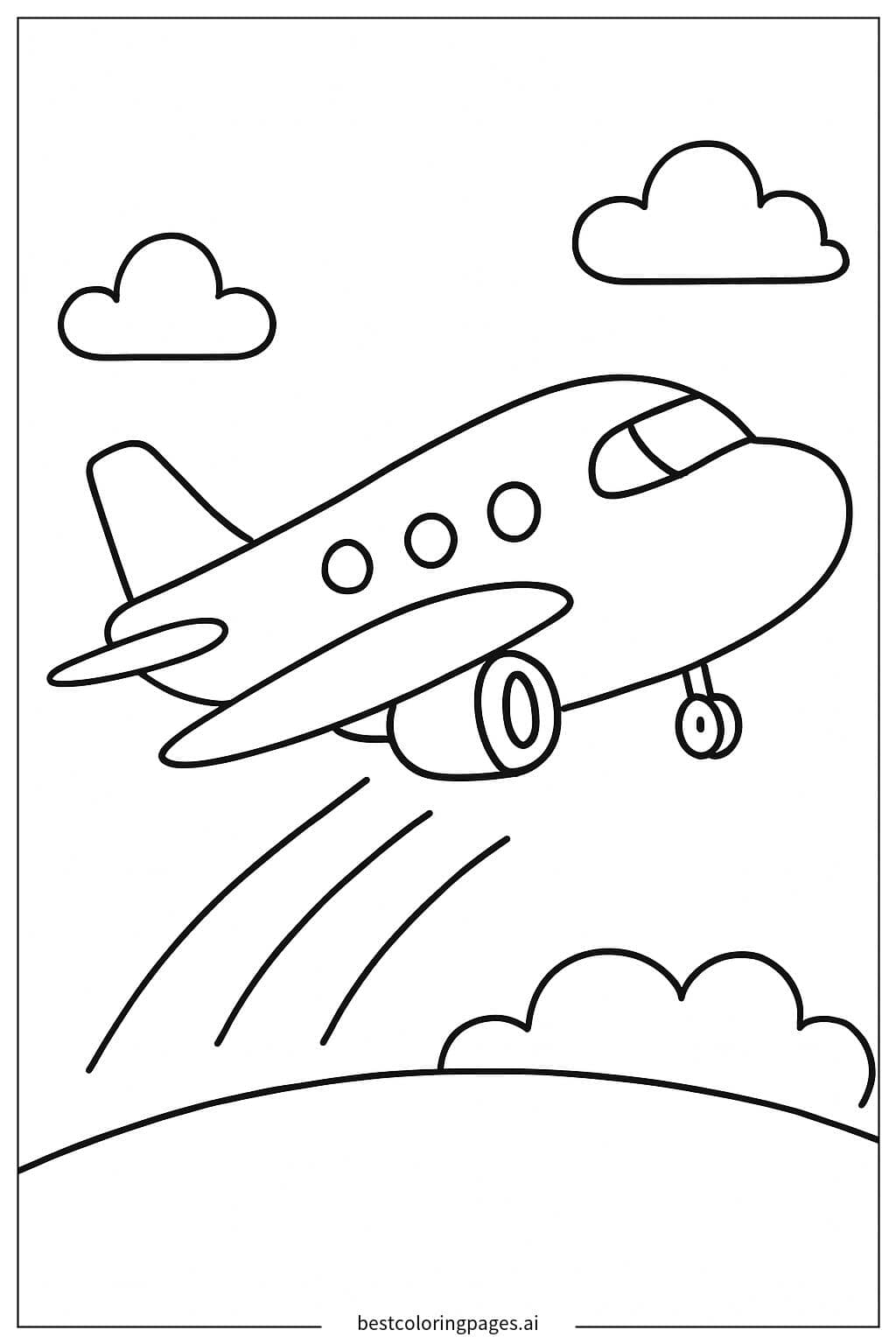 Desenhos de Avião Decolando para Colorir