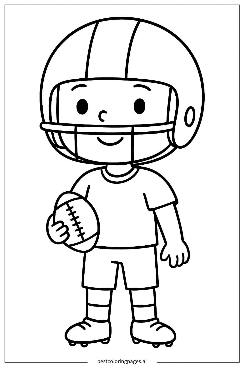 Desenhos de Jogador segurando uma bola de futebol americano para Colorir