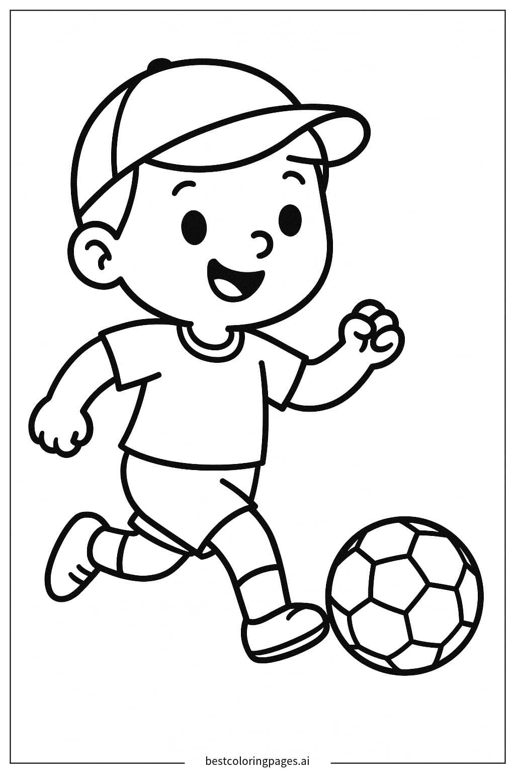 Soccer Player Kicking a Ball Coloring Page