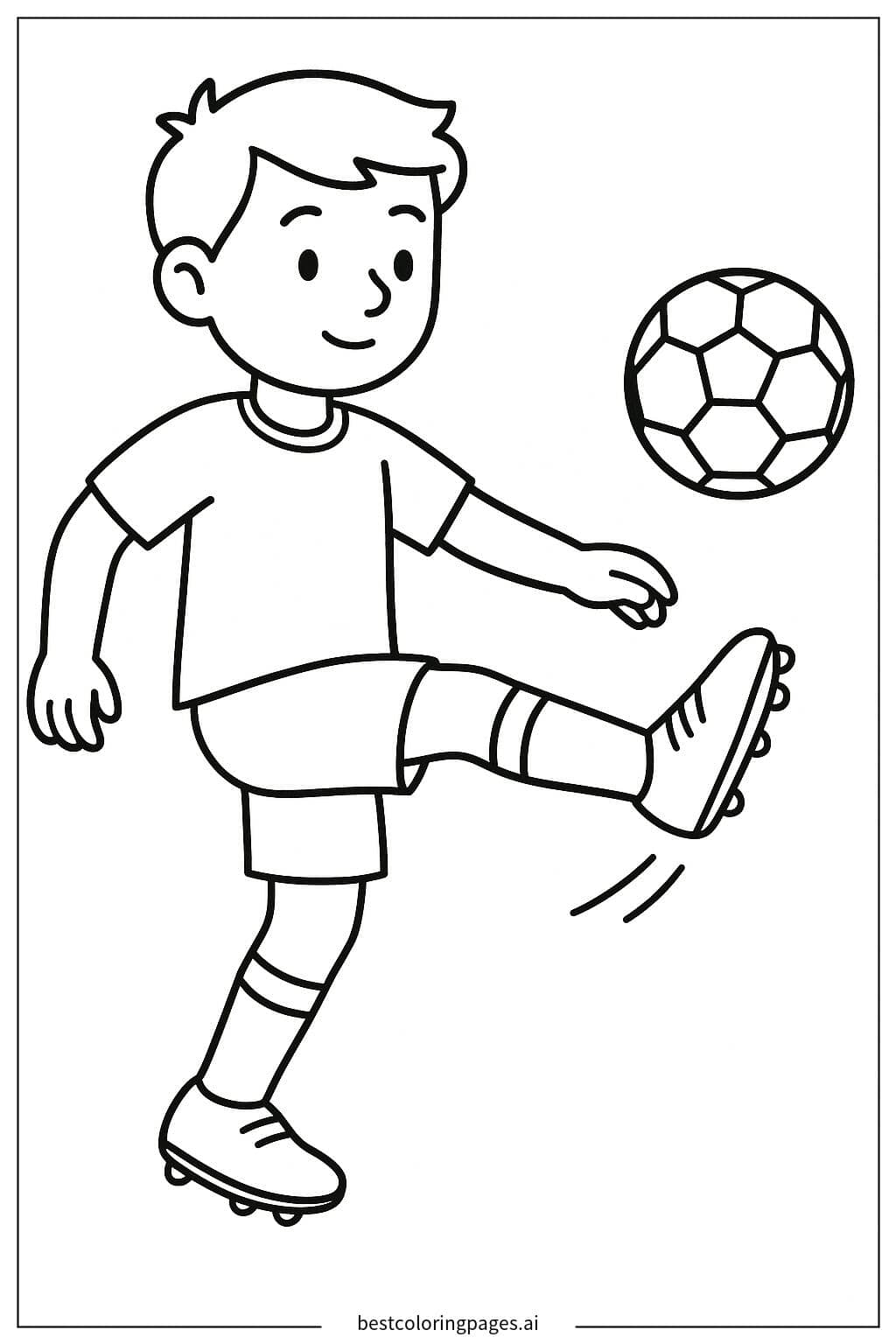 Soccer Player Kicking a Ball Coloring Page