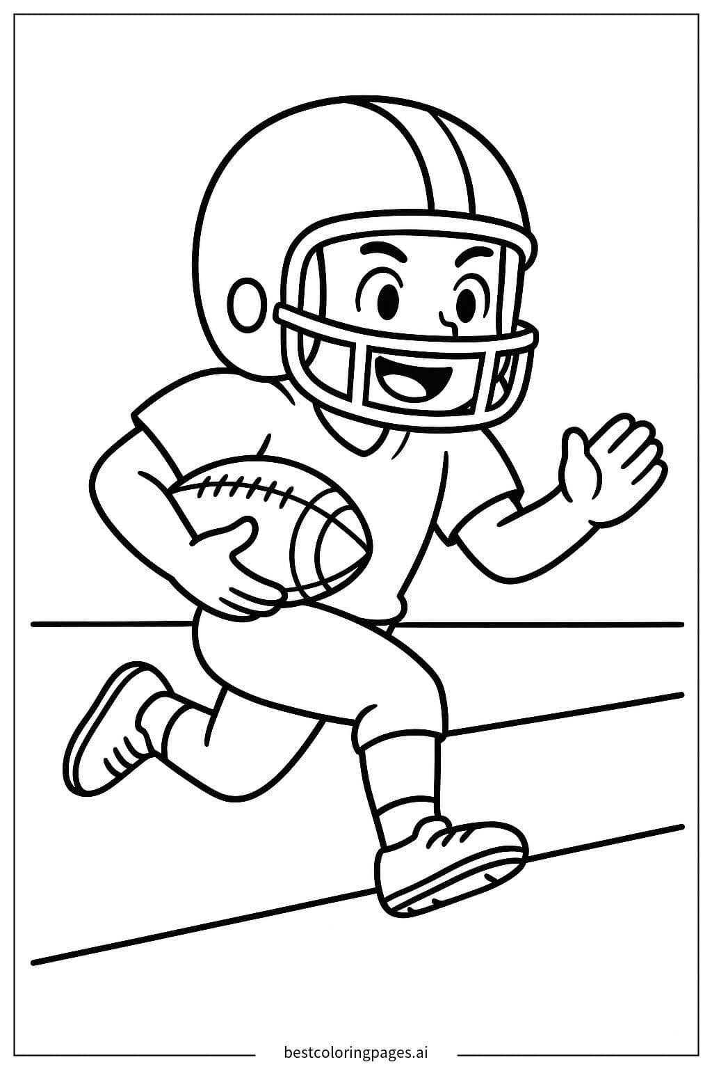 Desenhos de Jogador correndo com a bola de futebol americano para Colorir