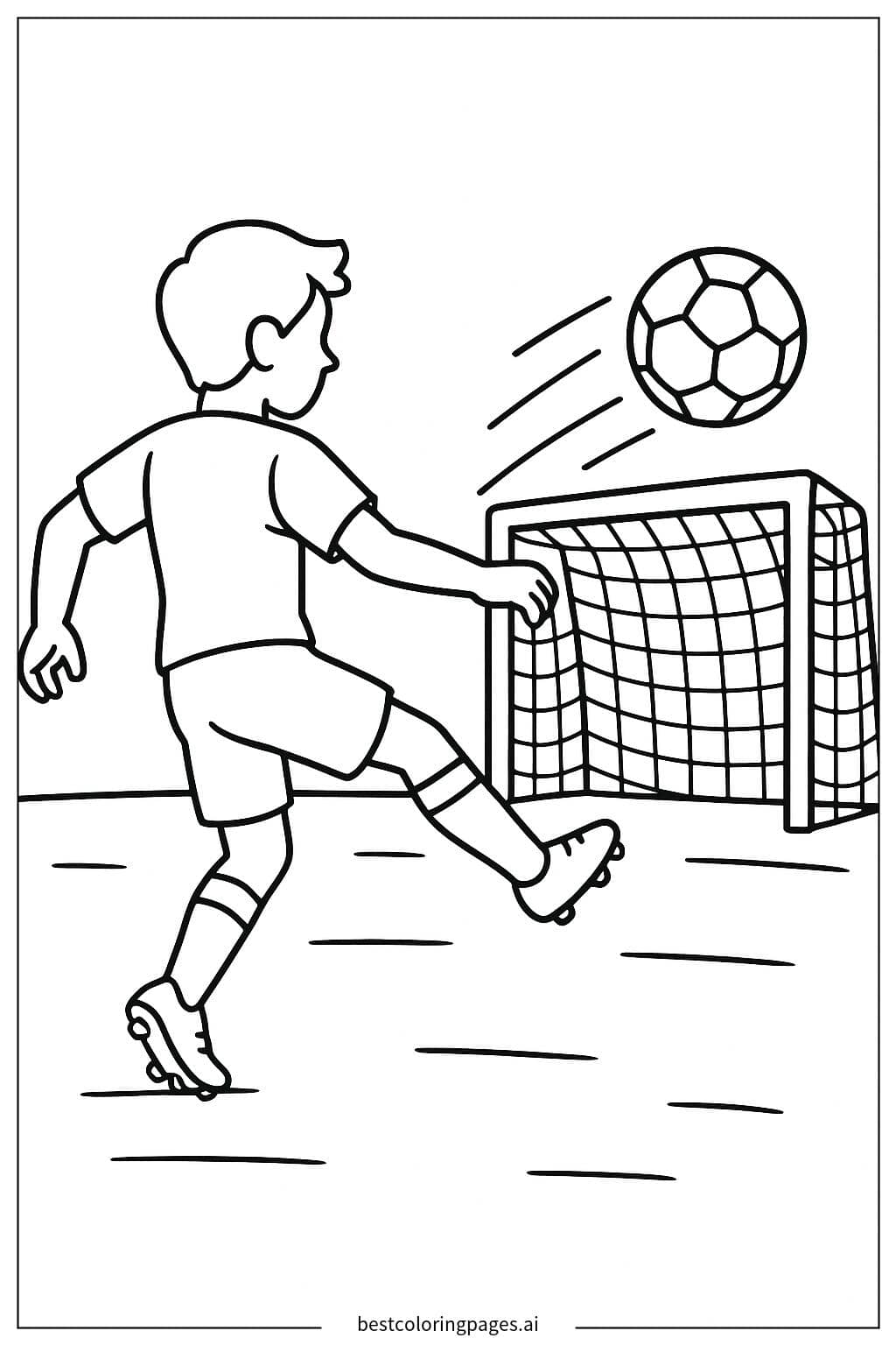 Soccer Player Scoring a Goal Coloring Page