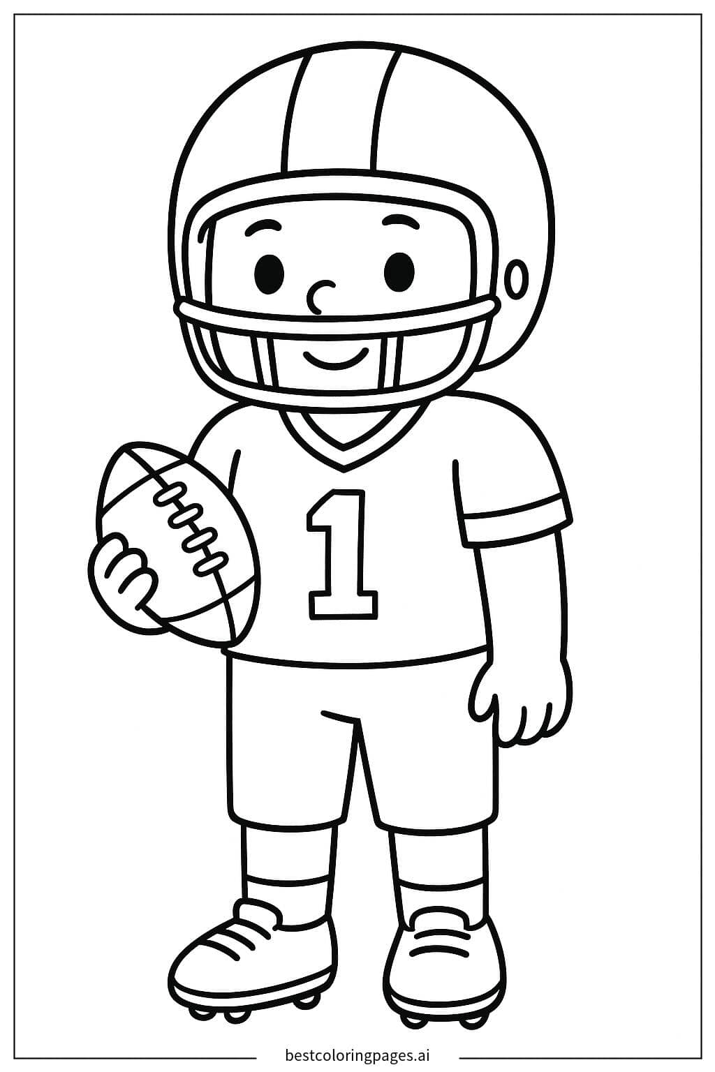 Desenhos de Jogador com uma Bola de Futebol Americano para Colorir