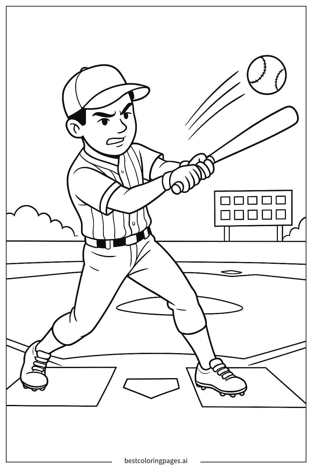 Desenhos de Jogador Rebatendo a Bola para Colorir