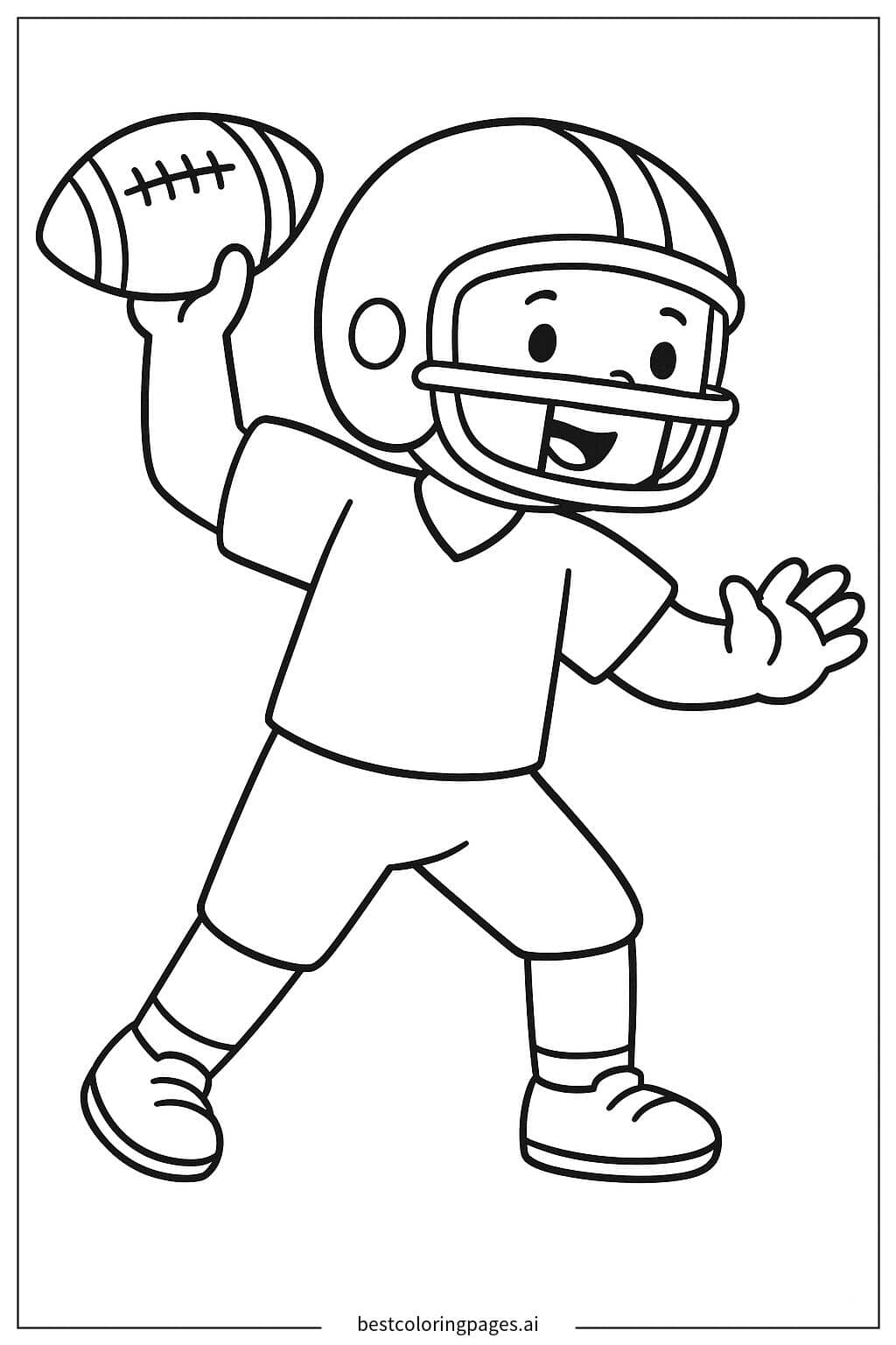 Desenhos de Jogador lançando bola de futebol americano para Colorir