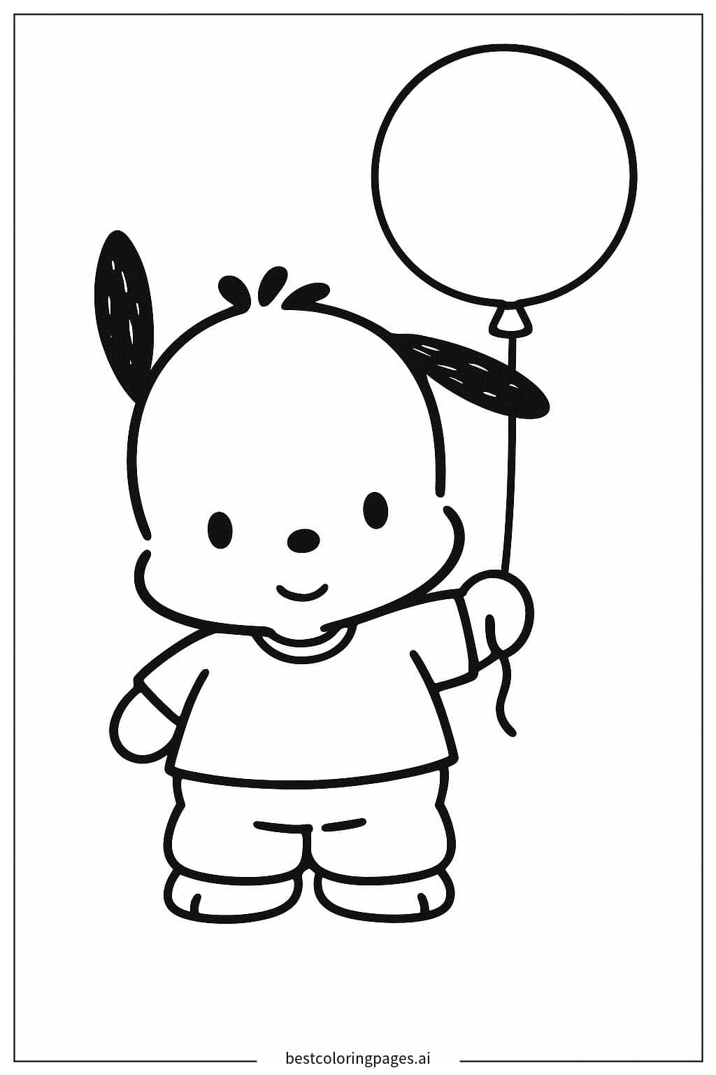 Dibujos de Pochacco sosteniendo un globo para Colorear