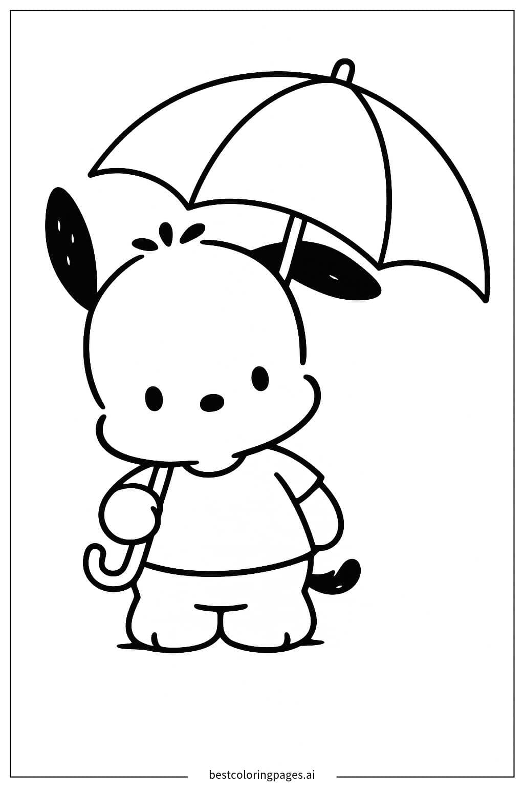 Dibujos de Pochacco con un paraguas para Colorear