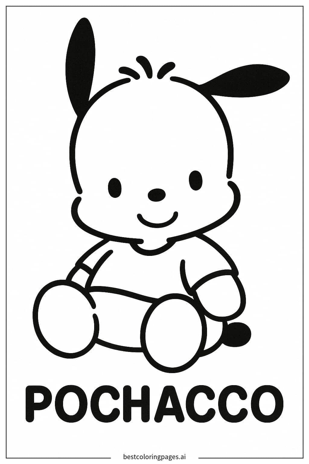 Dibujos de Pochacco sentado y sonriendo para Colorear