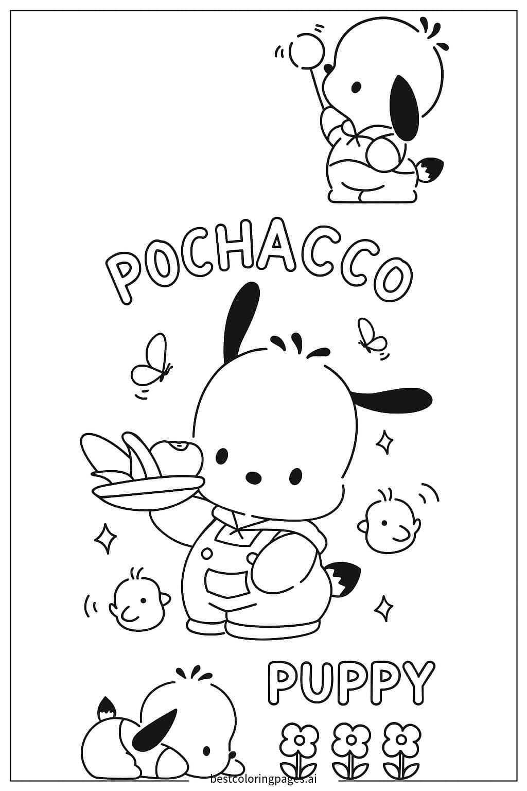 Pochacco the Playful Puppy Coloring Page