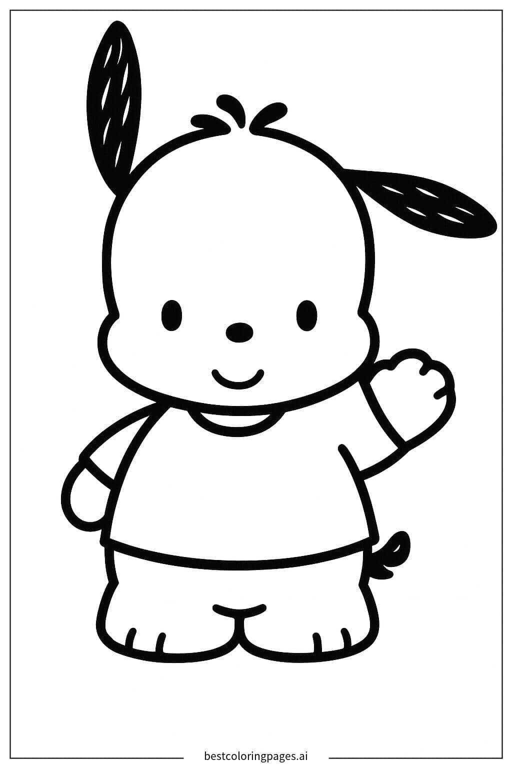 Dibujos de Pochacco saludando con alegría para Colorear