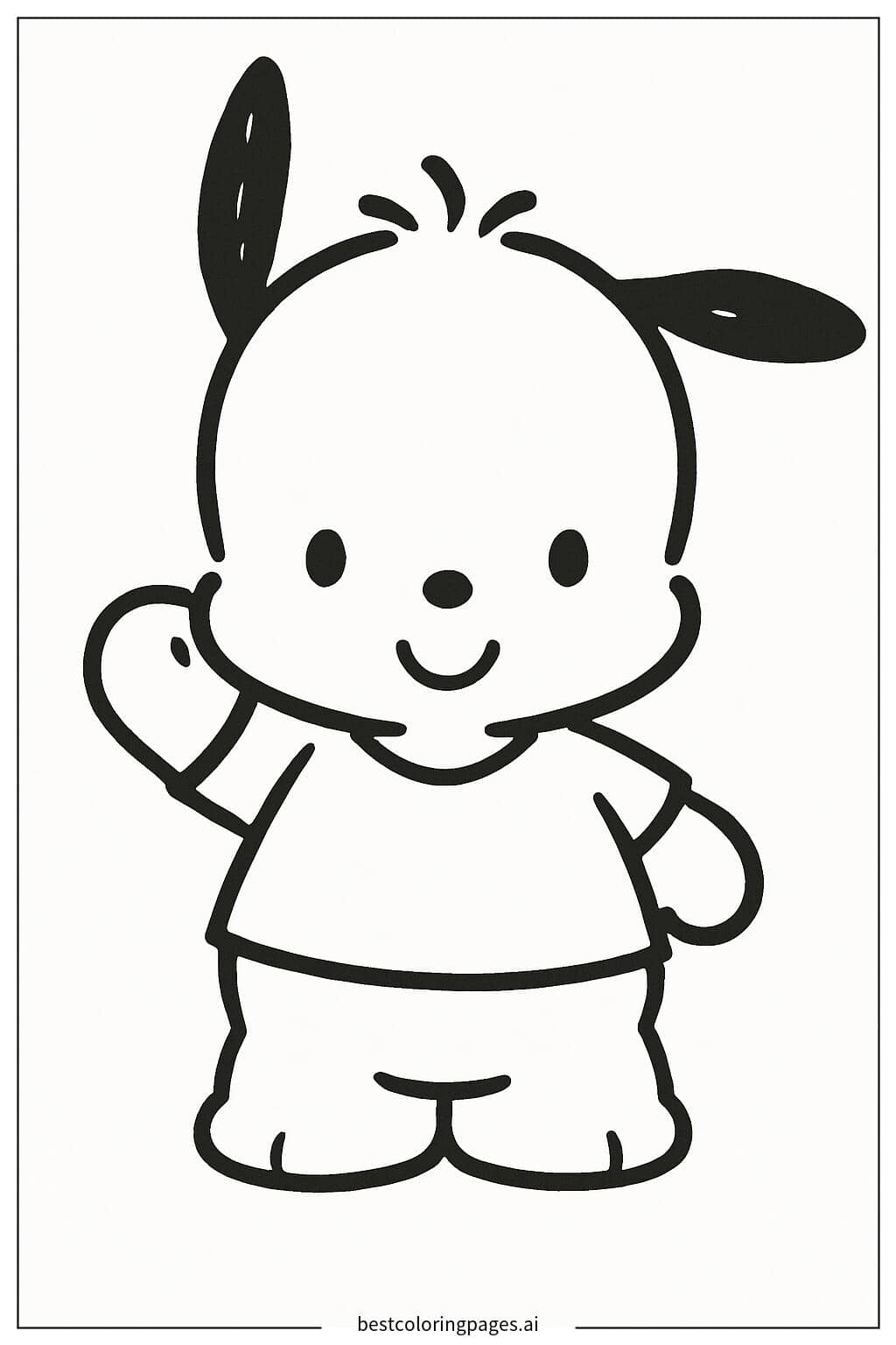 Dibujos de Pochacco saludando con una gran sonrisa para Colorear