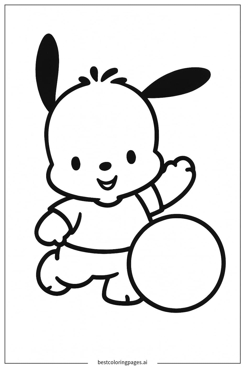 Dibujos de Pochacco jugando con una pelota para Colorear