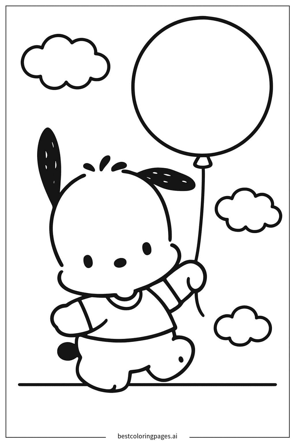 Dibujos de Pochacco con un Globo para Colorear