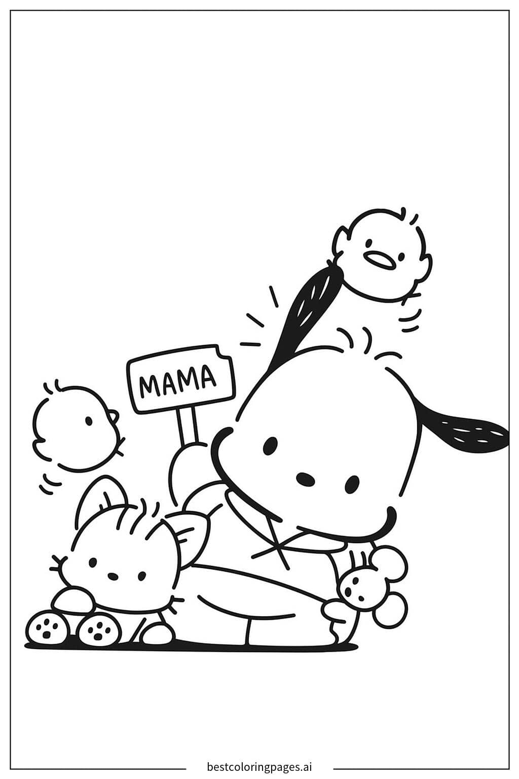 Pochacco and Friends: A Fun Adventure Coloring Page
