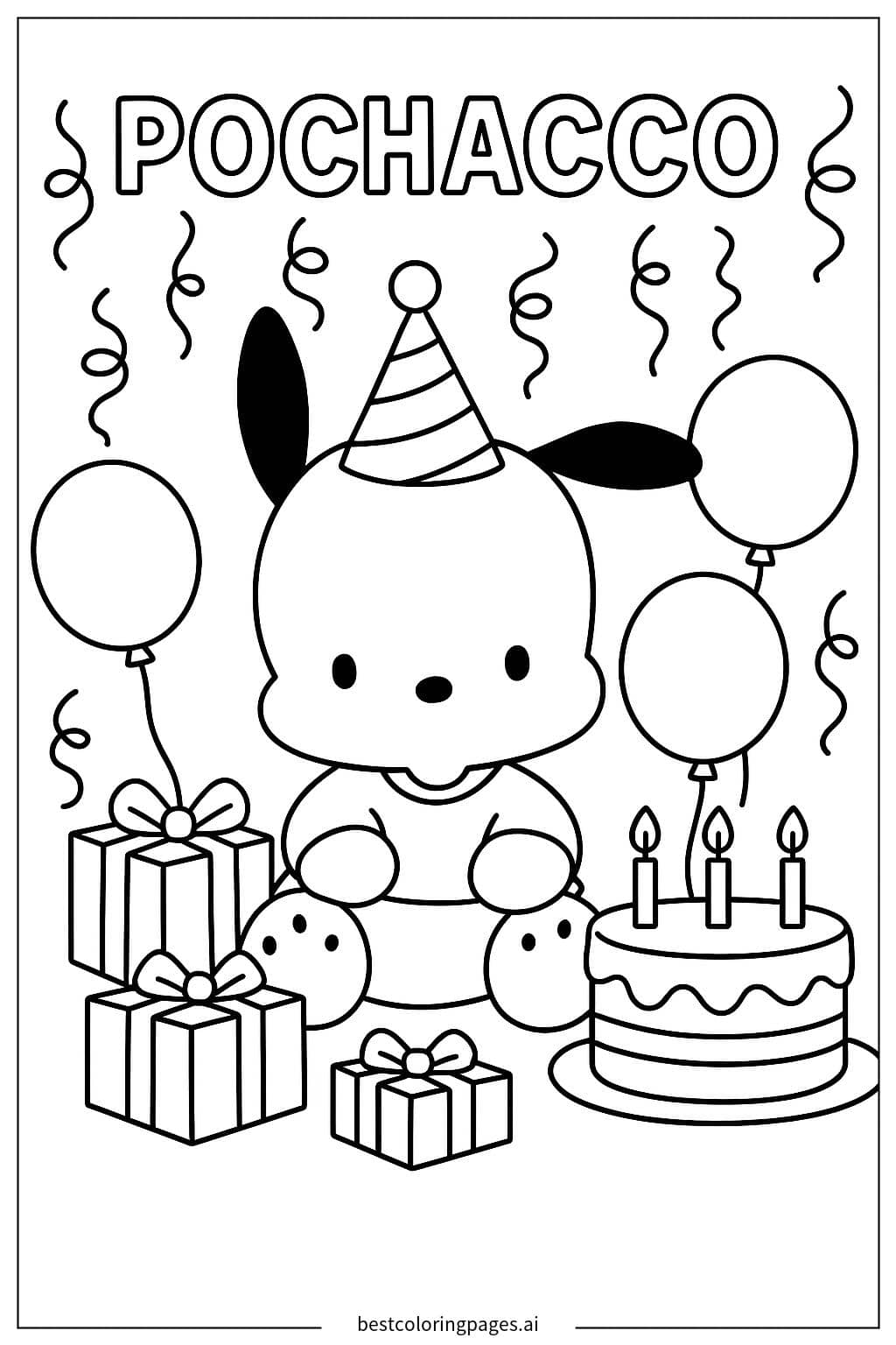 Dibujos de La Fiesta de Cumpleaños de Pochacco para Colorear