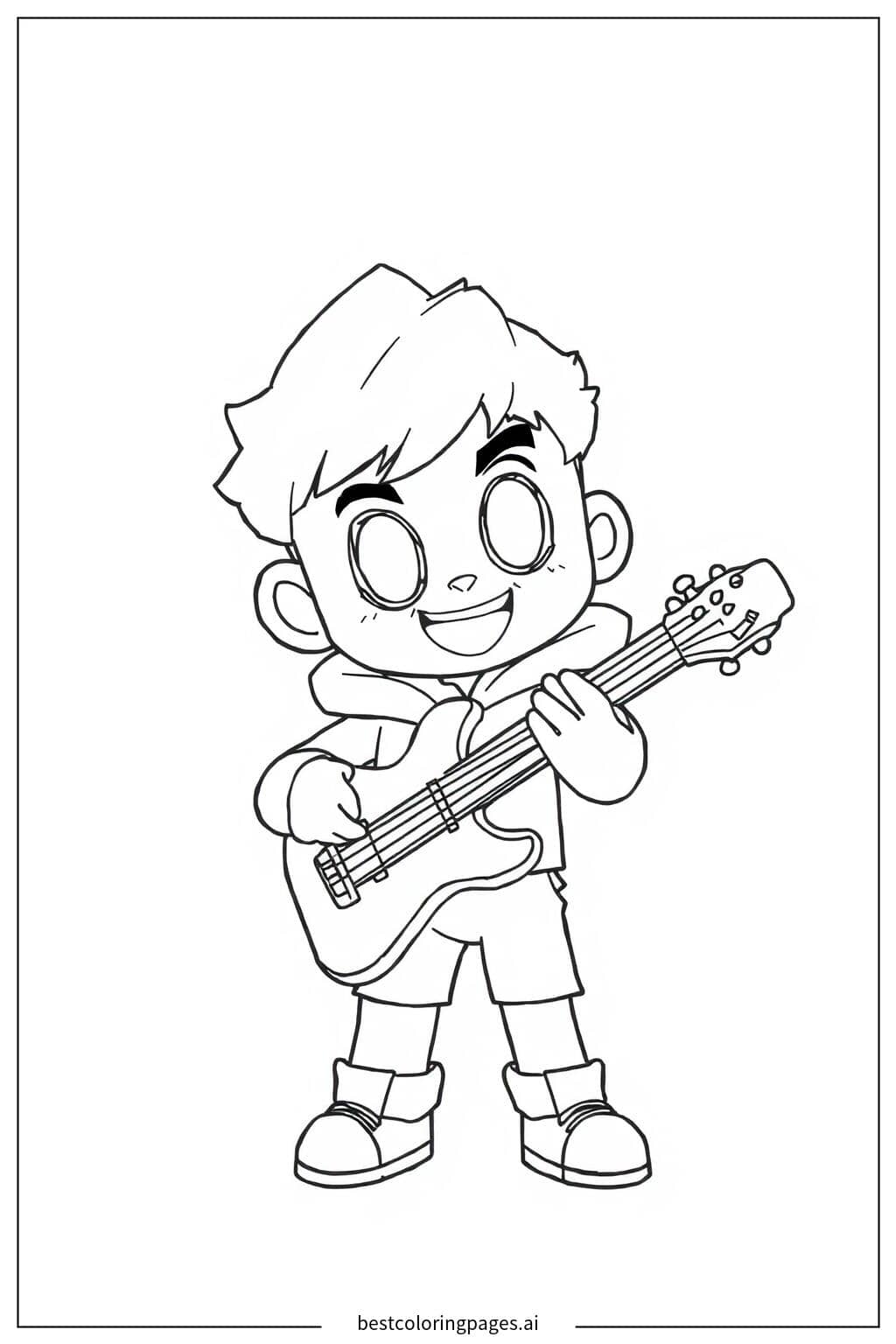 Desenhos de Poco Tocando Violão para Colorir