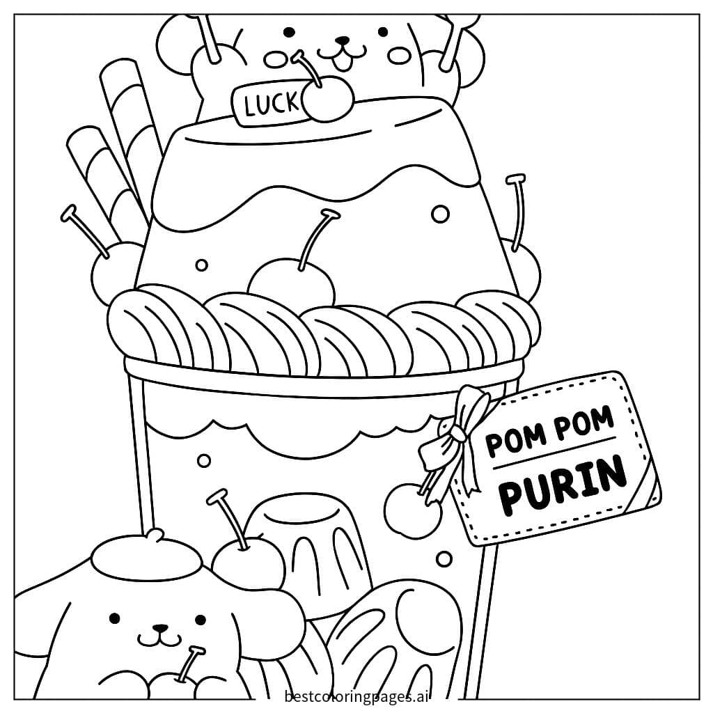 Pom Pom Purin Dessert Ausmalbilder