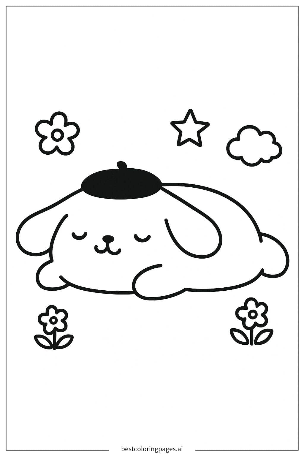 Pom Pom Purin 安详地躺着 涂色页