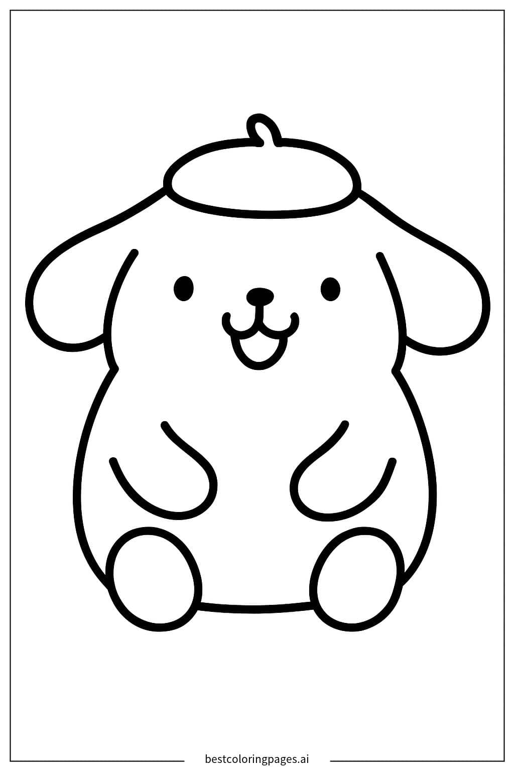 Pom Pom Purin Smiling Cheerfully Coloring Page