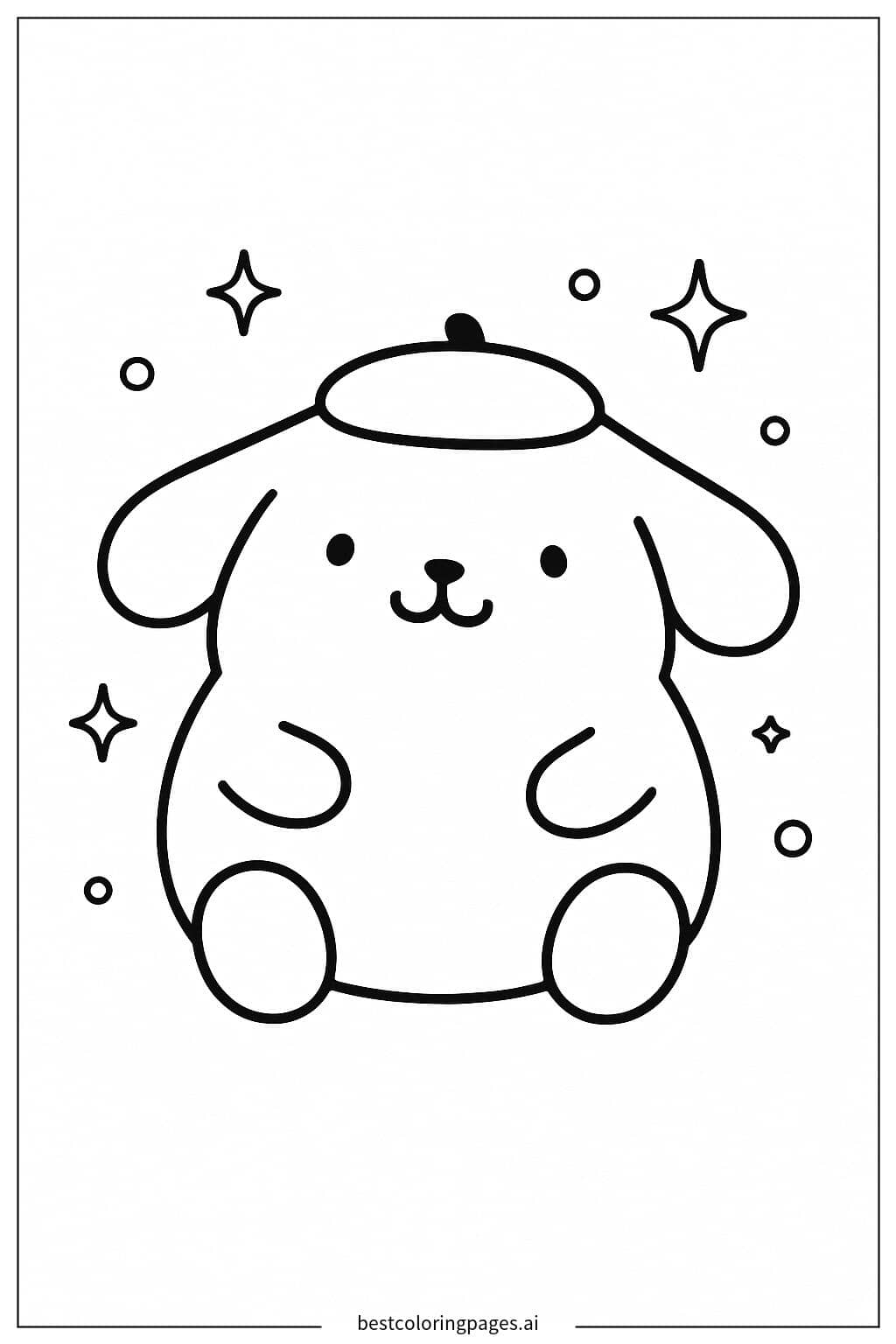 Pom Pom Purin 坐着 涂色页