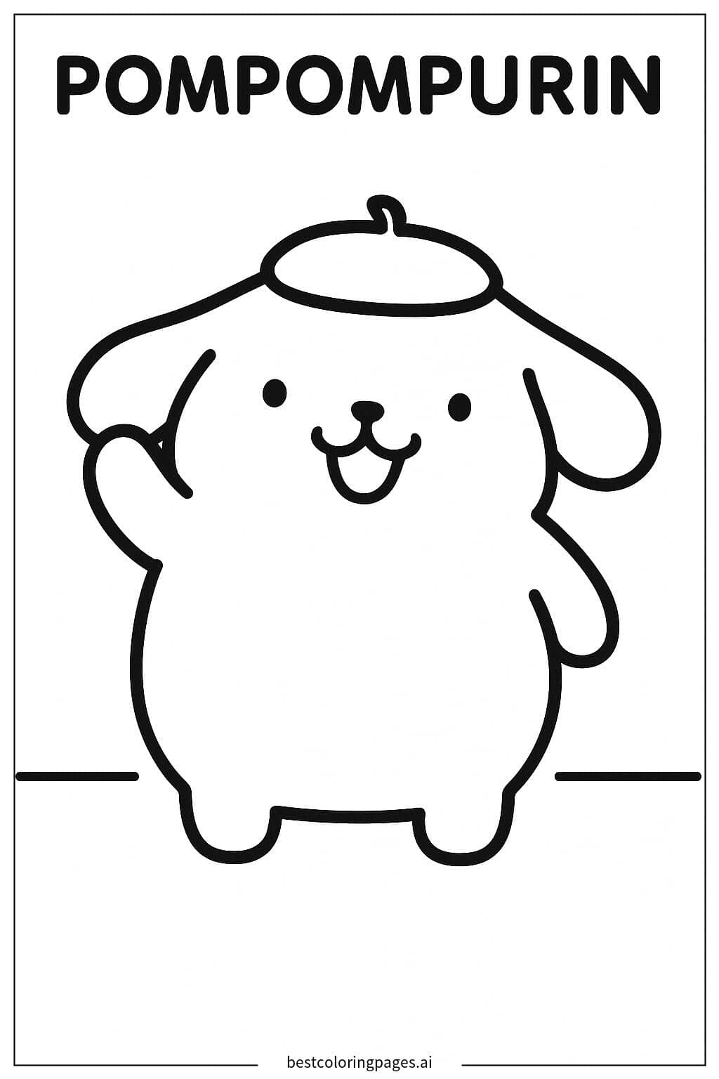 Pom Pom Purin 开心挥手 涂色页