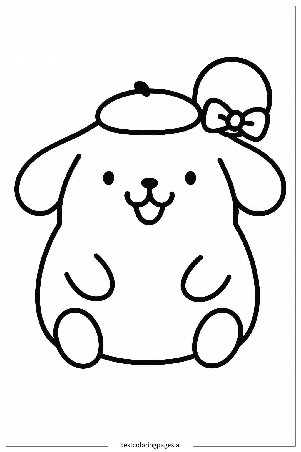 Pom Pom Purin 戴着可爱的帽子 涂色页