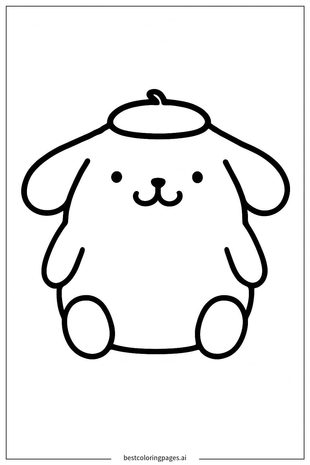 Pom Pom Purin Wearing a Beret Coloring Page