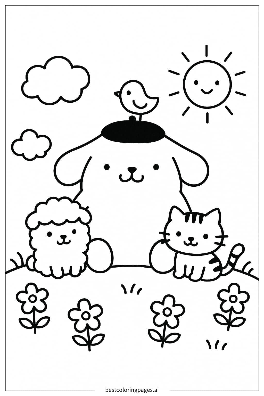 Pom Pom Purin和小伙伴们 涂色页