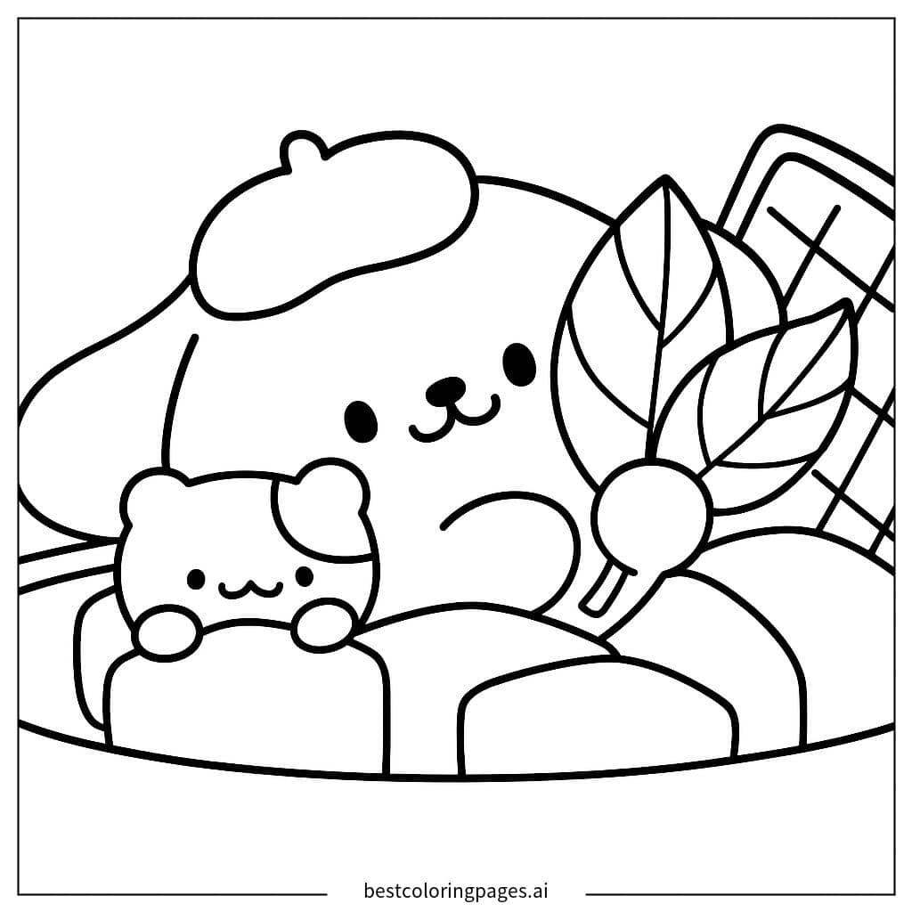 Pompompurin beim Picknick Ausmalbilder