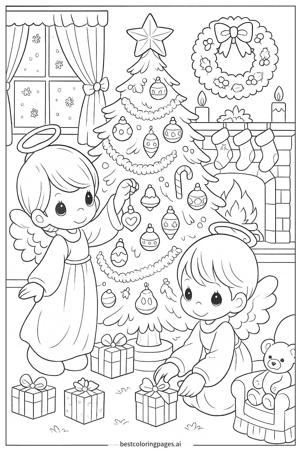Precious Moments Christmas Celebration Coloring Page