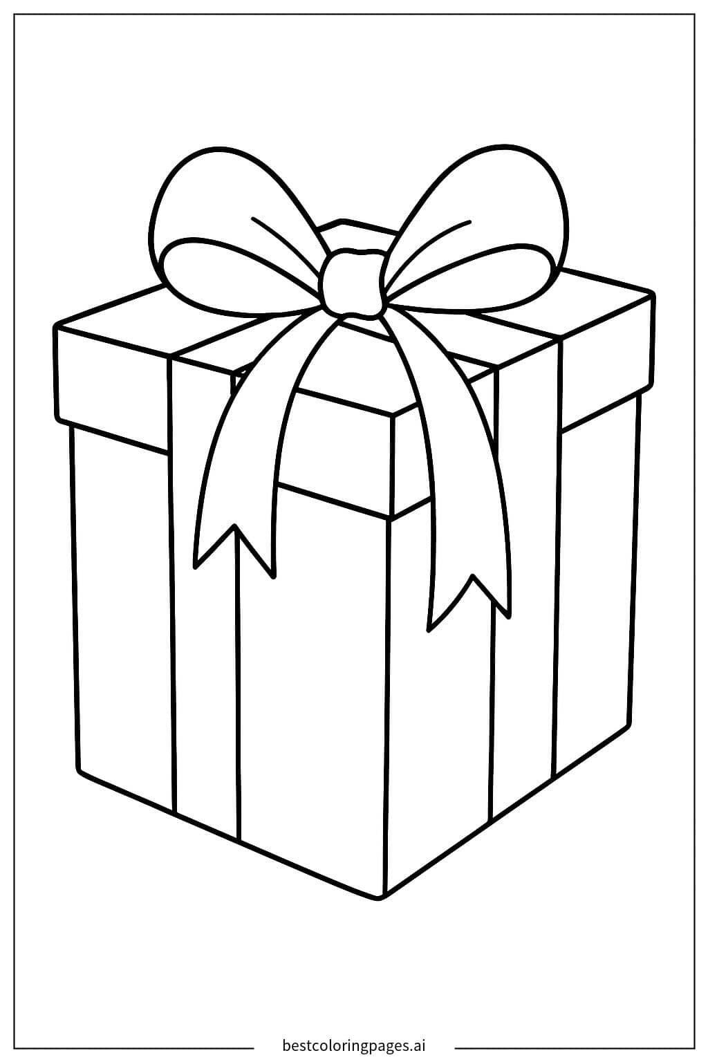 Gift Box with Ribbon Coloring Page