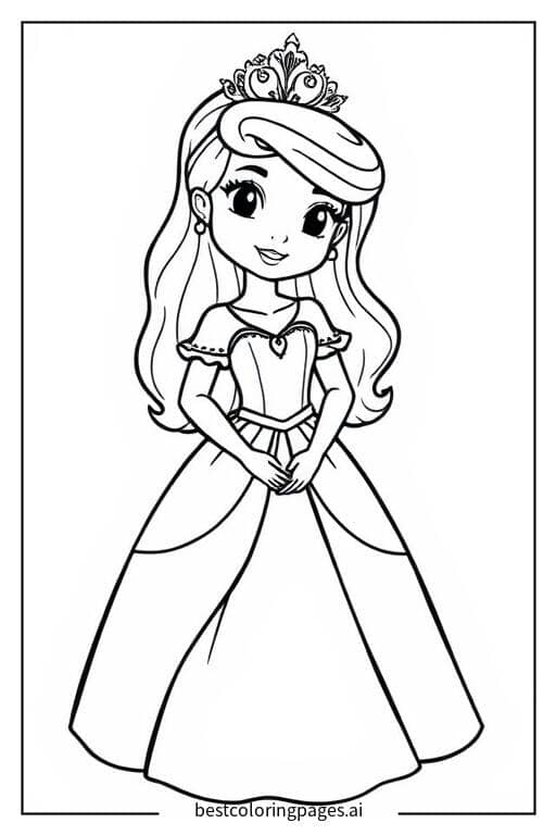 Prinzessin in einem einfachen Kleid Ausmalbilder