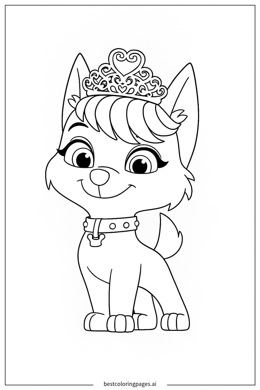 Coloriage Princesse Chiot