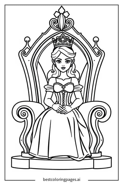 Prinzessin auf dem Thron sitzend Ausmalbilder