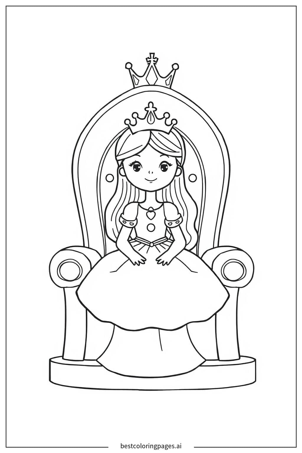Prinzessin auf dem Thron Ausmalbilder