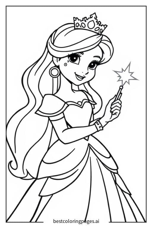 Prinzessin mit Zauberstab Ausmalbilder