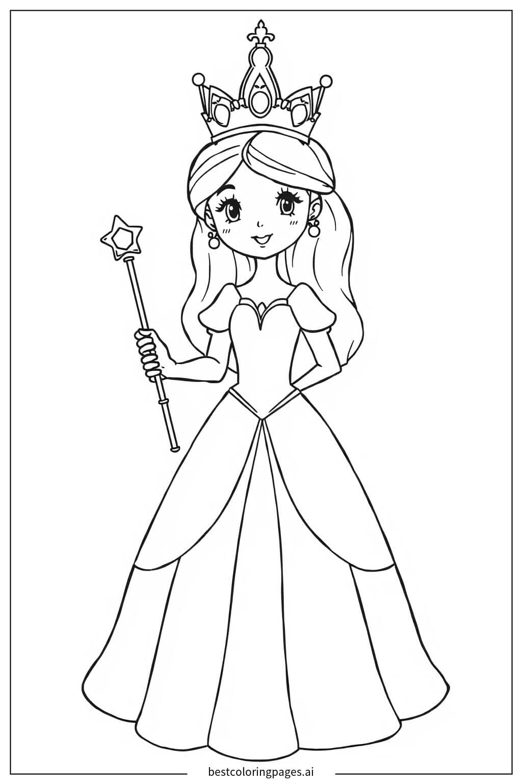 Prinzessin mit Zauberstab Ausmalbilder