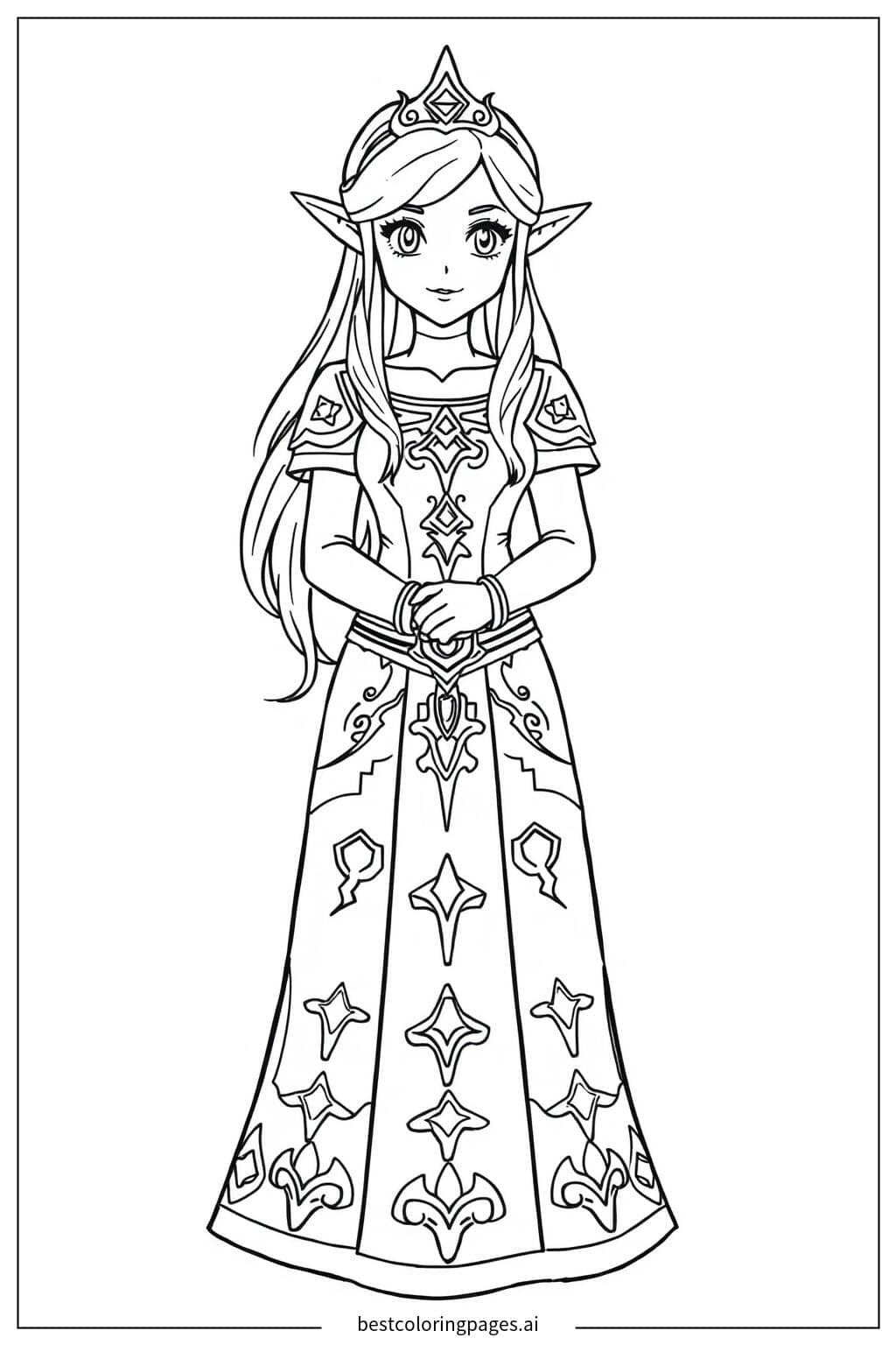 Princess Zelda Standing Coloring Page