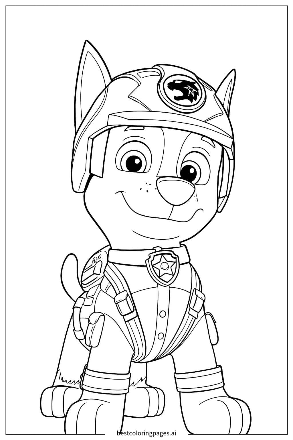 Coloriage Chiot en tenue de secours