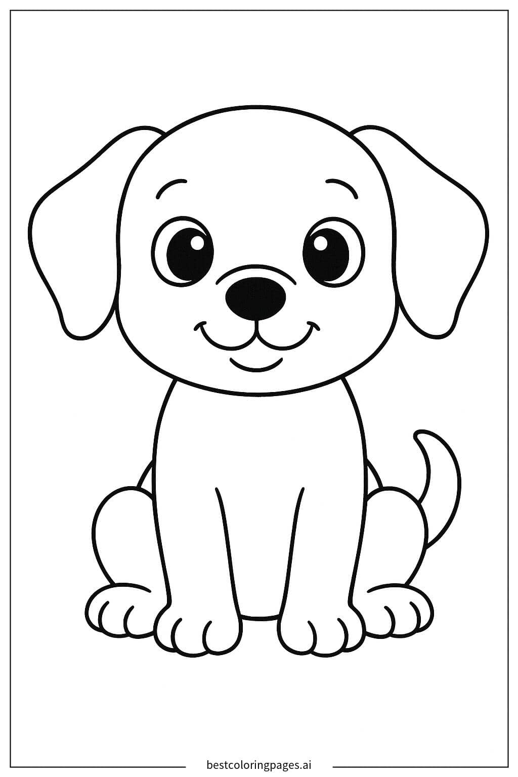 Adorable Puppy Sitting Coloring Page