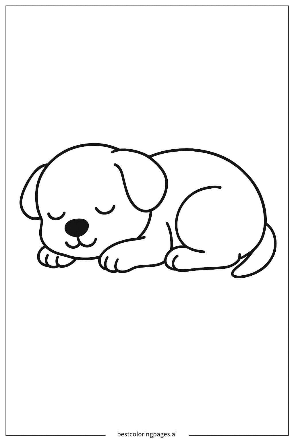 Sleeping Puppy Coloring Page