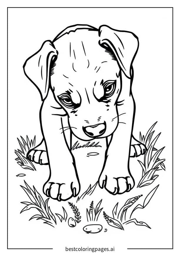 Dibujos de Cachorrito oliendo el suelo para Colorear